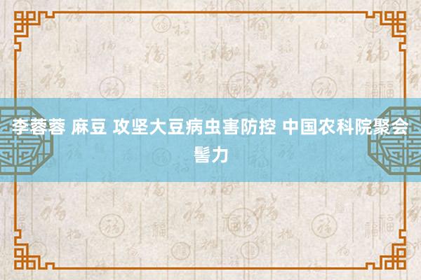 李蓉蓉 麻豆 攻坚大豆病虫害防控 中国农科院聚会髻力